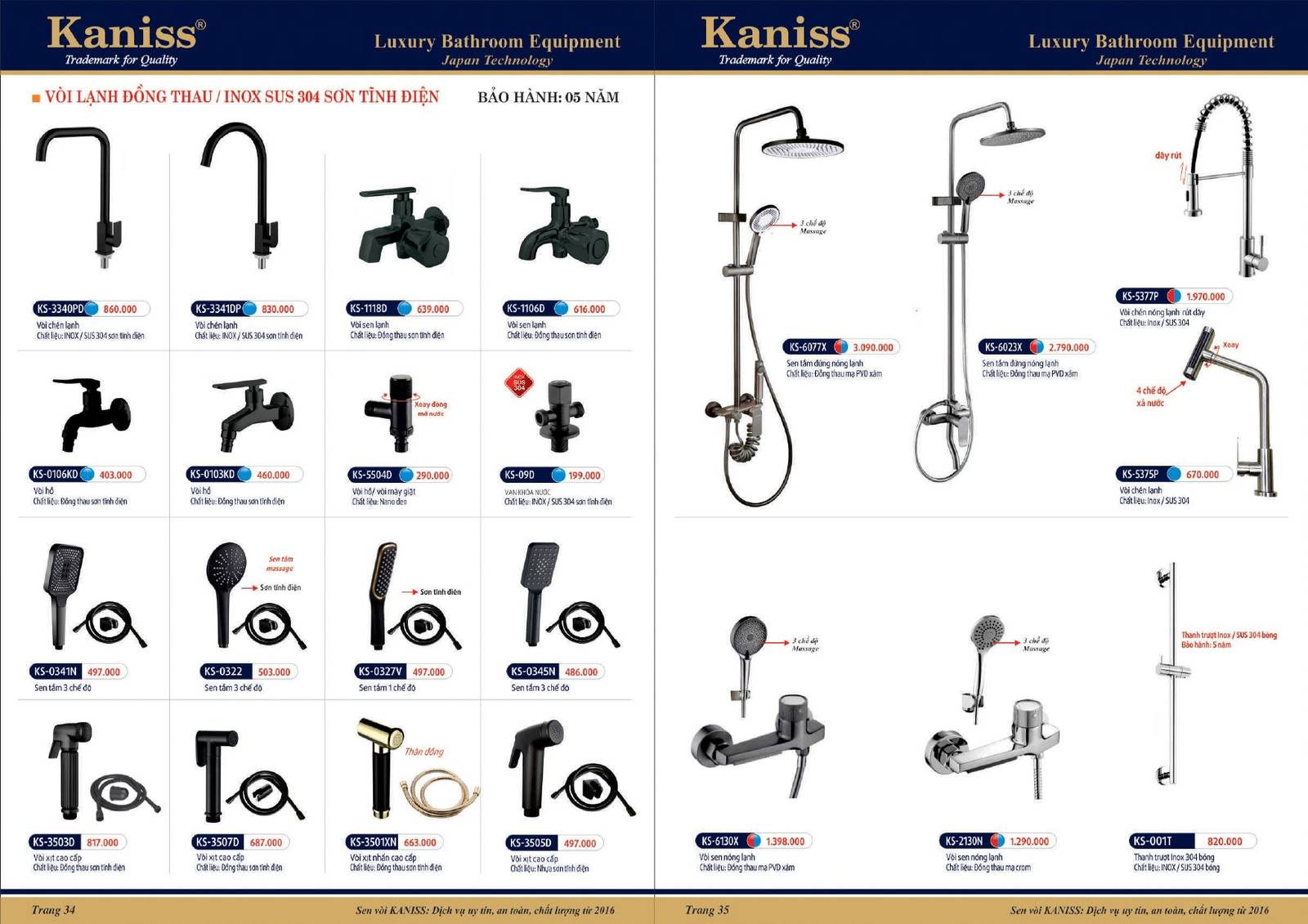 Catalogue và Bảng giá Thiết bị vệ sinh KANISS mới nhất /Page 18